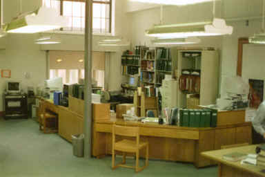 The Reference Desk, center of the library.